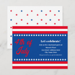 Invitation 4 juillet Red White et Blue Party