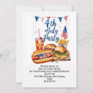 Invitation 4 juillet, réservez la date Fête de l'Indépendanc