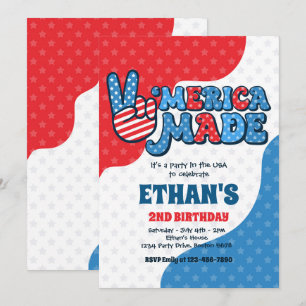 Invitation 4 juillet Retro 'Merica Fête d'anniversaire