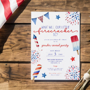 Invitation 4 juillet rouge blanc bleu Sexe révéler pétard