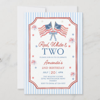 Invitation 4 juillet Rouge Blanc & Deux Anniversaire Patrioti