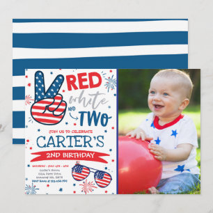 Invitation 4 juillet Rouge Blanc Et Bleu 2e Anniversaire