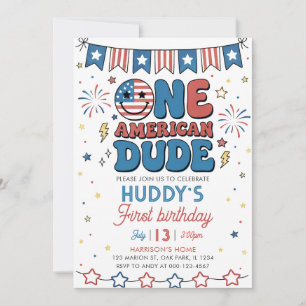 Invitation 4 juillet Un mec américain garçon 1er anniversaire