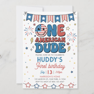 Invitation 4 juillet Un mec américain garçon 1er anniversaire