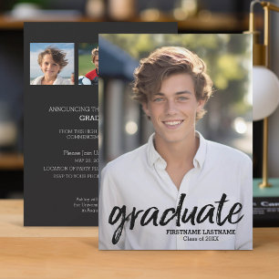 Invitation 4 Photo Annonce de graduation tendance - verticale
