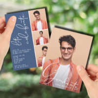 4 Photo Collage Graduation Bleu