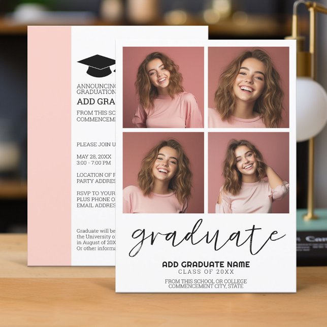 Invitation 4 Photo Graduate Minimal - Graduate Party (Graduation Invitation - Classic)