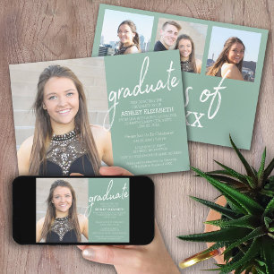 Invitation 4 Photo Modern Script Graduation Party
