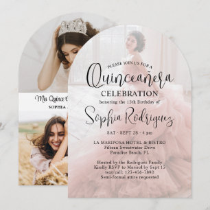 Invitation 4 Photo Quinceañera Modern Overlay 15e anniversair