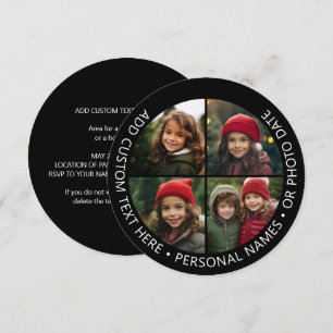 Invitation 4 photos en collage avec courbure et texte personn