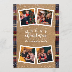 Invitation 4 Photos Joyeux Noël   Vacances Kraft & Plaid