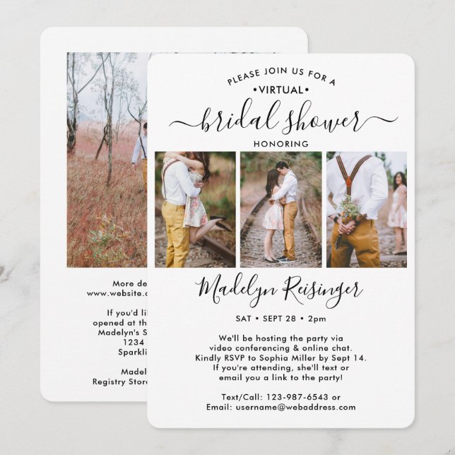 Invitation 4 Scénario photo virtuel pour une fête de mariage  (Devant / Derrière)