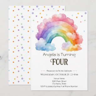 Invitation 4e anniversaire aquarelle Rainbow Kids