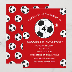 Invitation 4e anniversaire de fête Football Red Boys Sports