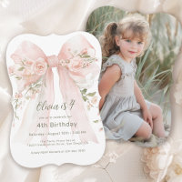 4e anniversaire de fille Ruban floral rose et phot