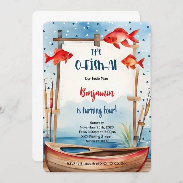 Invitation 4e anniversaire de pêche (Devant / Derrière)