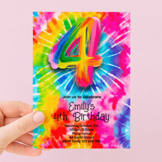 Invitation 4e Anniversaire Tie Dye