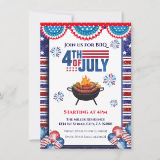 Invitation 4th Of July BBQ Invitation, Party In USA Invite