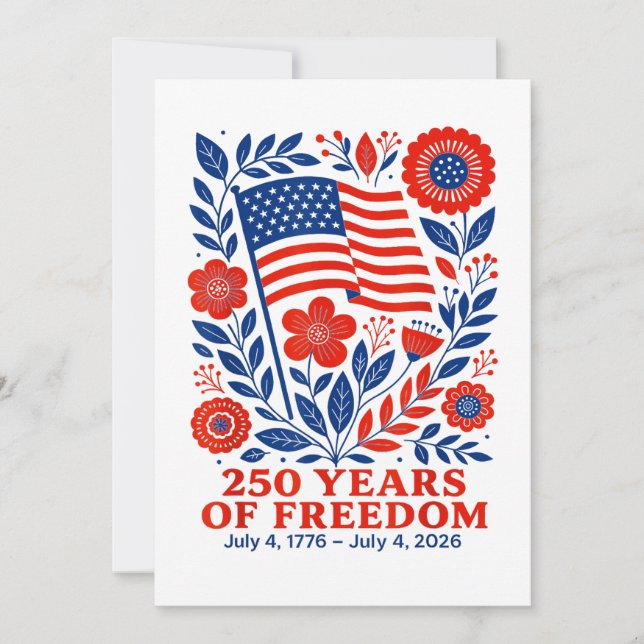 Invitation 4th of July Patriotic 250th Anniversary 250 Years  (Devant)