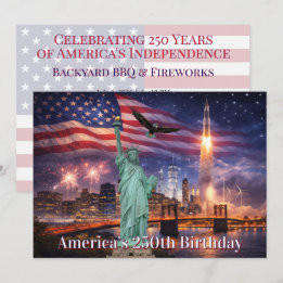 Invitation 4th of July USA 250th Statue of Liberty Rocket
