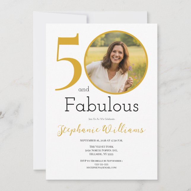Invitation 50 and Fabulous Photo 50th Birthday Party (Devant)