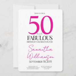 Invitation 50 and Fabulous Pink | 50th Birthday Elegant 