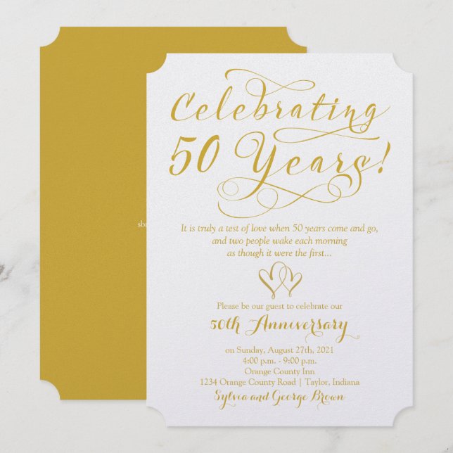 Invitation 50 ans 50e anniversaire de Mariage (Devant / Derrière)