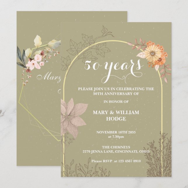 Invitation "50 ans de l'éternité : un anniversaire à retenir" (Devant / Derrière)