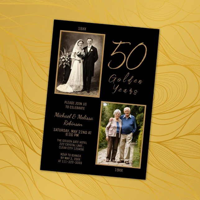 Invitation 50 ans d'or 50e anniversaire de Mariage Or (Créateur téléchargé)