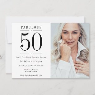 Invitation 50 ans et Fabuleux Anniversaire Moderne en Noir et
