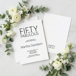 Invitation 50 ans et fabuleux, célébration minimaliste modern