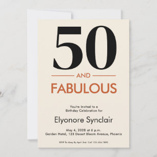 Invitation 50 ans et fabuleux Élégant minimal 50e anniversair