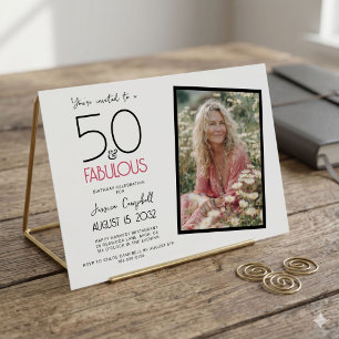 Invitation 50 ans et Fabuleux Fête d'anniversaire rose pour 5