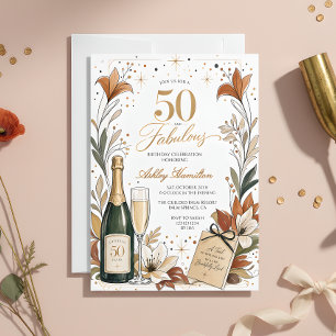 Invitation 50 ans et Fabuleux Floral Champagne 50e Anniversai
