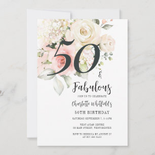 Invitation 50 ans et Fabuleux Floral Script 50ème Anniversair