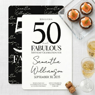 Invitation 50 ans et Fabuleux Noir 50e Anniversaire Élégant
