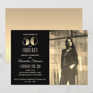 Invitation 50 ans et Fabuleux Photo Noir et Or 50e Anniversai