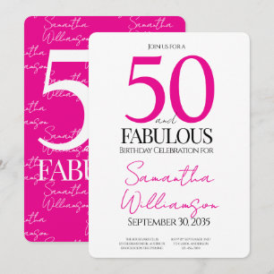 Invitation 50 ans et Fabuleux Rose 50e anniversaire Élégant