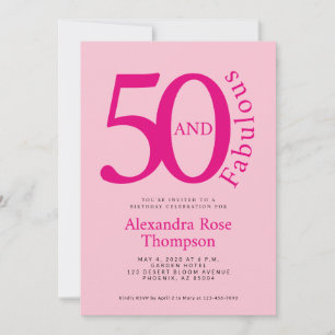 Invitation 50 ans et Fabuleux Rose Blush Fête d'anniversaire