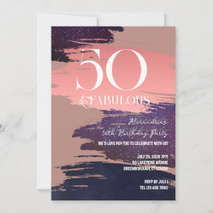 Invitation 50 ans et Fabuleux Rose Gold Abstrait 50e Annivers