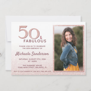 Invitation 50 ans et Fabuleux Rose Gold Paillettes Élégant An