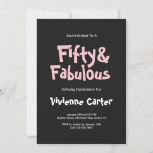 Invitation 50 ans et Fabuleux Rose Noir Fête d'anniversaire 5