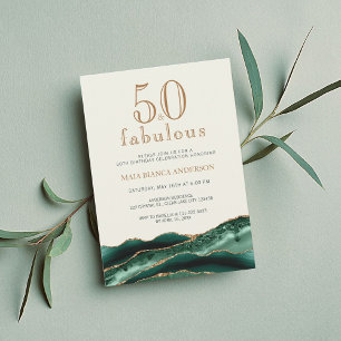 Invitation 50 ans et Fabuleux Vert Émeraude Agate 50ème Anniv