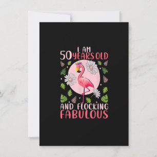 Invitation 50 ans et flocage fabuleux - Amour Flamant rose