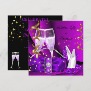 Invitation 50 ans fabuleux fantastiques talons hauts violets 