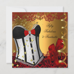 Invitation 50 ans & Fantastique Anniversaire Rouge Noir Or