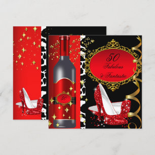Invitation 50 ans & Fantastique Anniversaire Rouge Noir Or 2