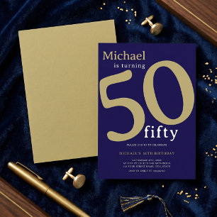 Invitation 50 ans Homme Navy Elégant Moderne