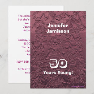 Invitation 50 ans jeune fête d'anniversaire Pink Rag Doll