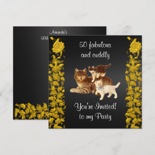 Invitation 50 chats de fête fabuleux et câlins